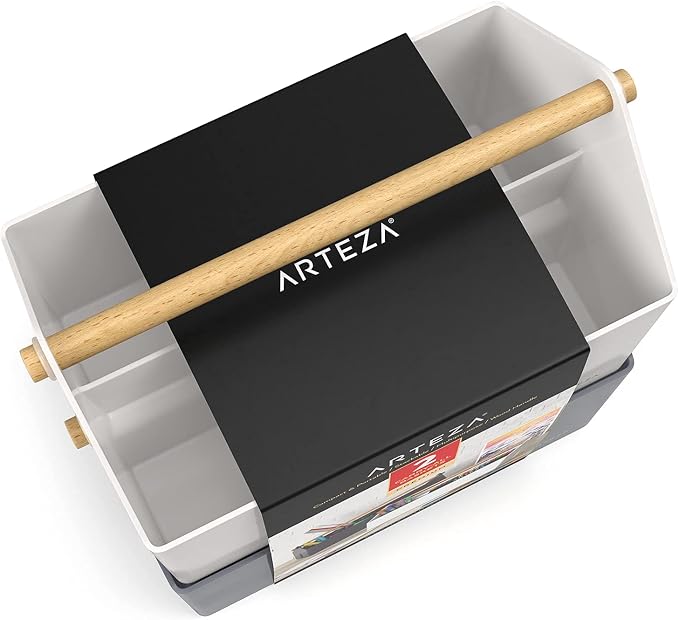 ARTEZA Plastic Portable Craft Storage Organizer, 3-Sectioned Plastic Basket - Image 4
