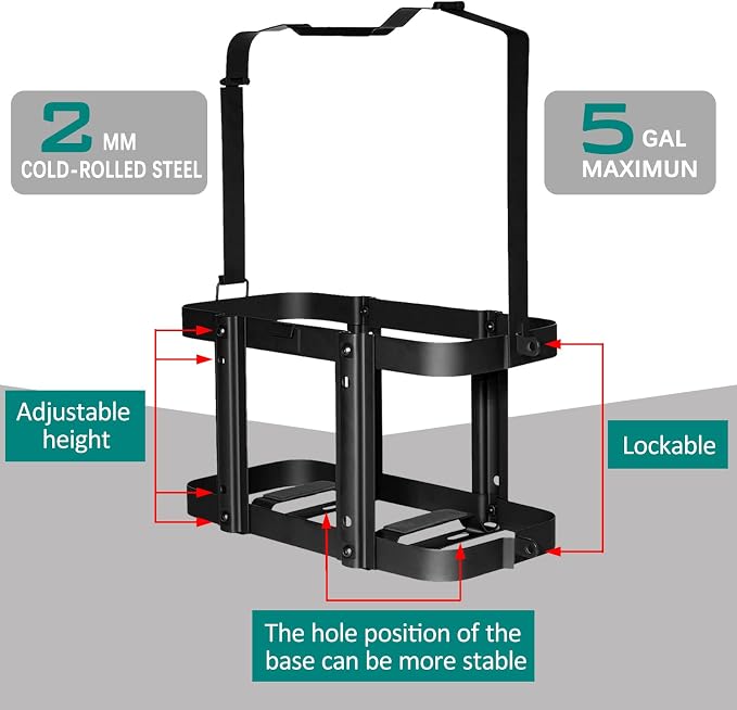 Lockable Jerry Gas Can Holder & Mount Bracket Set - Image 4