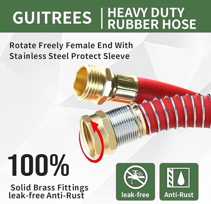 50FT 3/4 Heavy Duty Rubber Garden Hose - Image 3