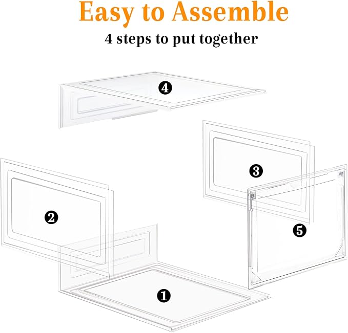 8 Pack Shoes Box Sneaker Display Case Size 13 Plastic Shoe Organizer - Image 6