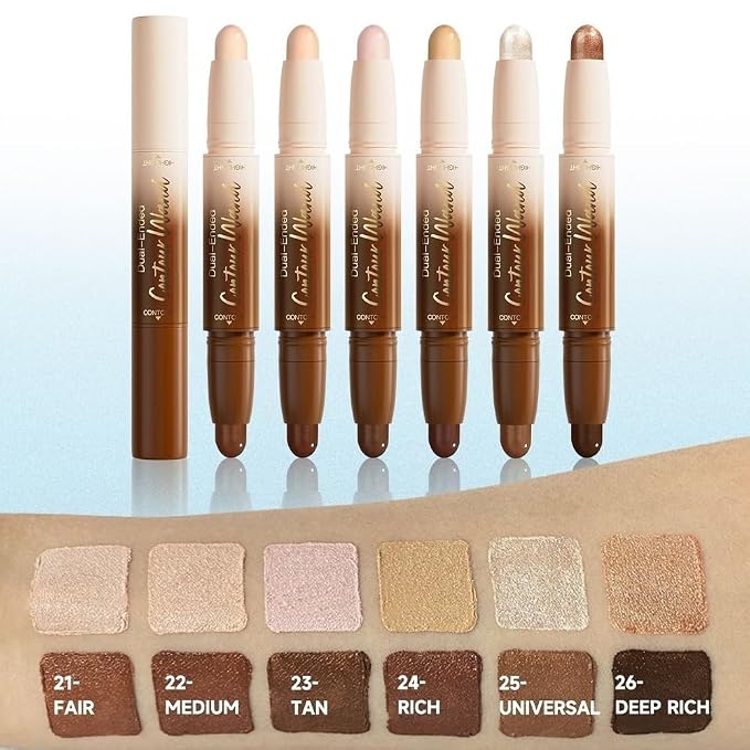 evpct Darker Nude & Light Pink Cream Contour Stick Face Body Makeup Dual Ended - Image 6