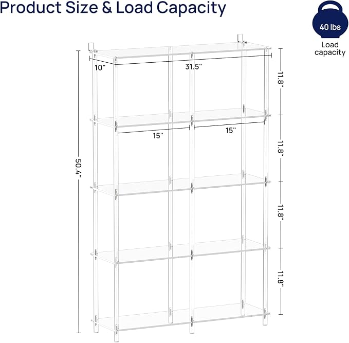 HMYHUM 5-Tier Acrylic Purse Organizer, Large Capacity, Floor Standing Handbag - Image 3