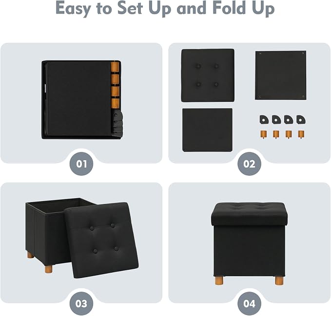 PINPLUS Storage Ottoman Cube, Linen Footrest - Image 9