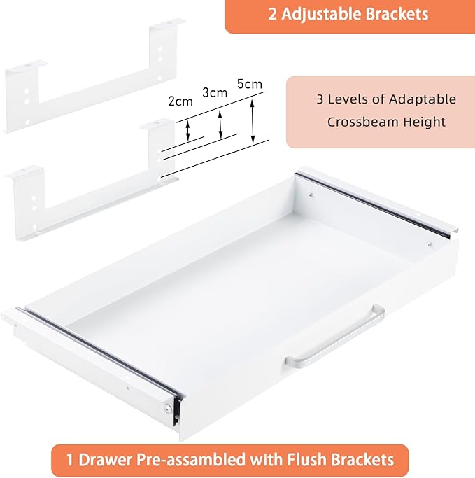 Under Desk Drawer Organizer 21" White Upgrade - Image 3