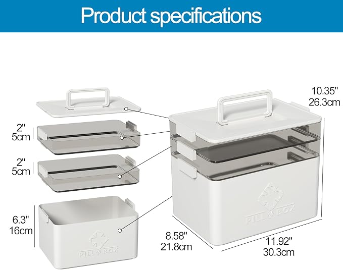 Morcte 3-Tier Medicine Organizer, Portable Medicine Cabinet - Image 2