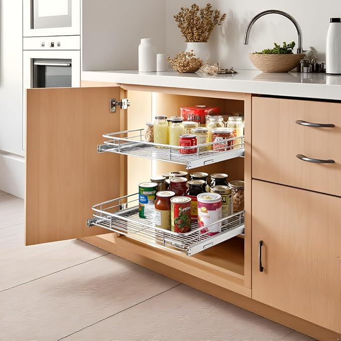 Sliding Cabinet Organizer Pull Out Shelves, Heavy-Duty Slide Out Shelf - Image 7
