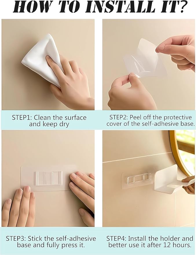 2 Pack Universal Hair Dryer Holder, Self Adhesive Wall Mount Stand - Image 5
