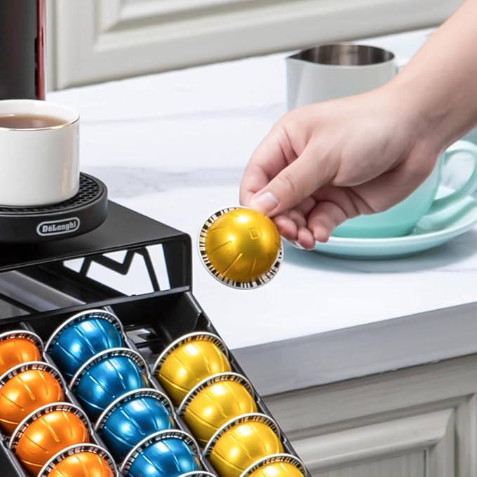 FlagShip Vertuo Pod Drawer Modern Black Metal Coffee Capsule Organizer & - Image 7
