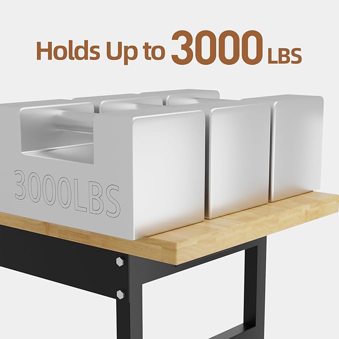 60" Adjustable Workbench with Wheels and Drawer, Rolling Work Bench Table with - Image 7