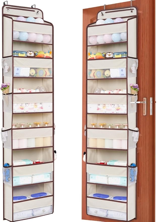 WishJazz Over the Door Organizer, 6 Shelf 50 lbs Load door organizer hanging by WishJazz