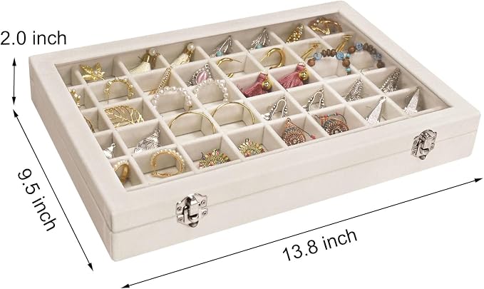 Velvet Jewelry Tray 48 Grid Jewelry Display Tray Organizer Box - Image 2