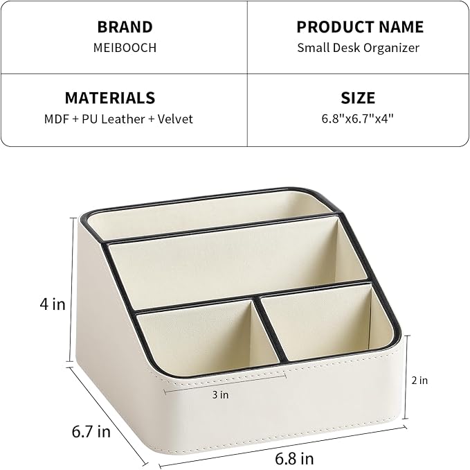 Remote Control Holder, PU Leather Small Desk Organizer - Image 5