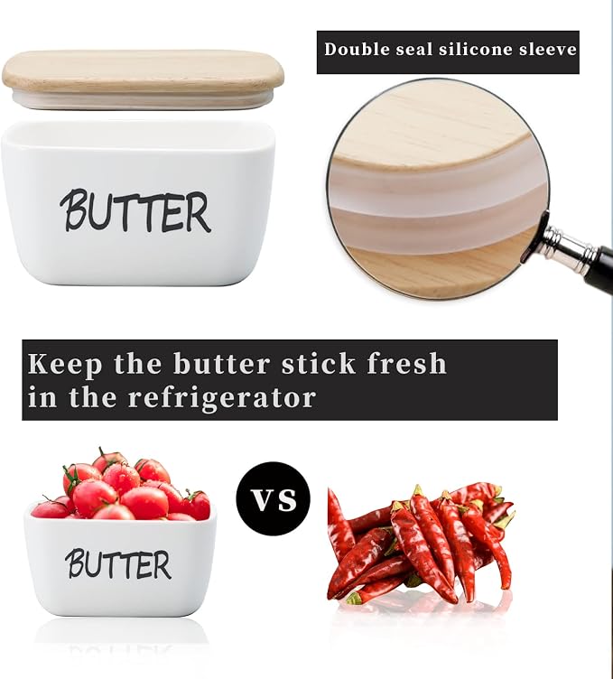 HAOTOP Large Porcelain Butter Dish - Image 4