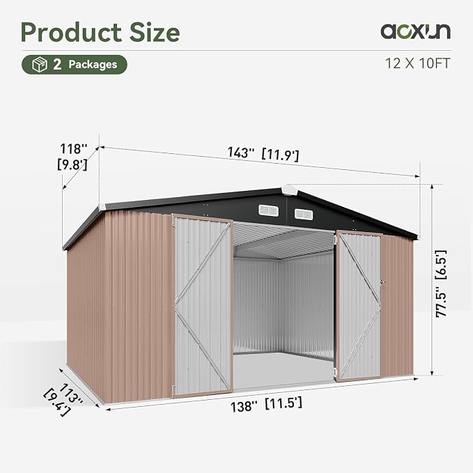 Aoxun 12x10 FT Shed Outdoor Storage Shed - Image 2