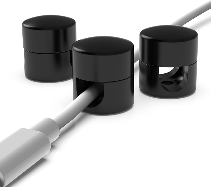 Cable Anchors for Desk Organization Black | Premium Aluminum Cord Organizers | by ICONIT