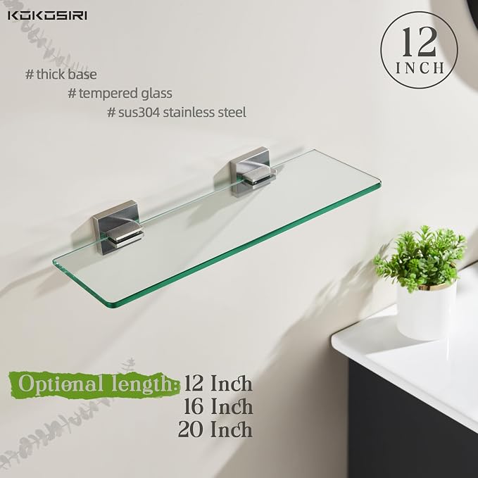 KOKOSIRI Wall Shelves Floating Bathroom Glass Shelf - Image 3