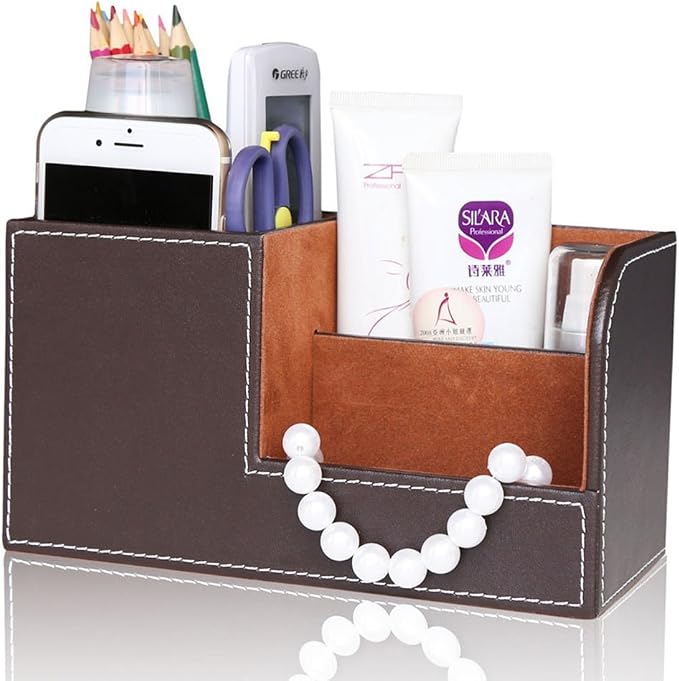 KINGFOM Desk Organizer Office Supplies Caddy Pu Leather Multi-function Storage - Image 5