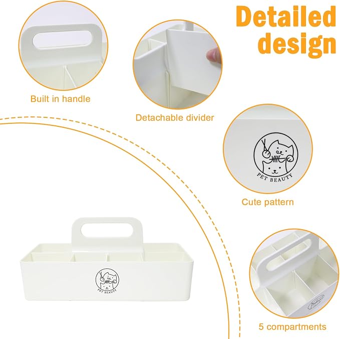 Dog Storage Organizer for Grooming Supplies, 8-Compartment Caddy for Dog Cat - Image 3