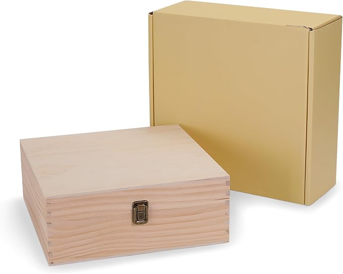 makerflo Medium Natural Pine Wood Memory Box by makerflo