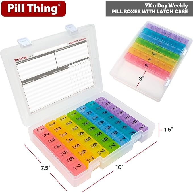 7 Times a Day Weekly Pill Box Organizer Case, Secure 7X Pillbox - Image 4