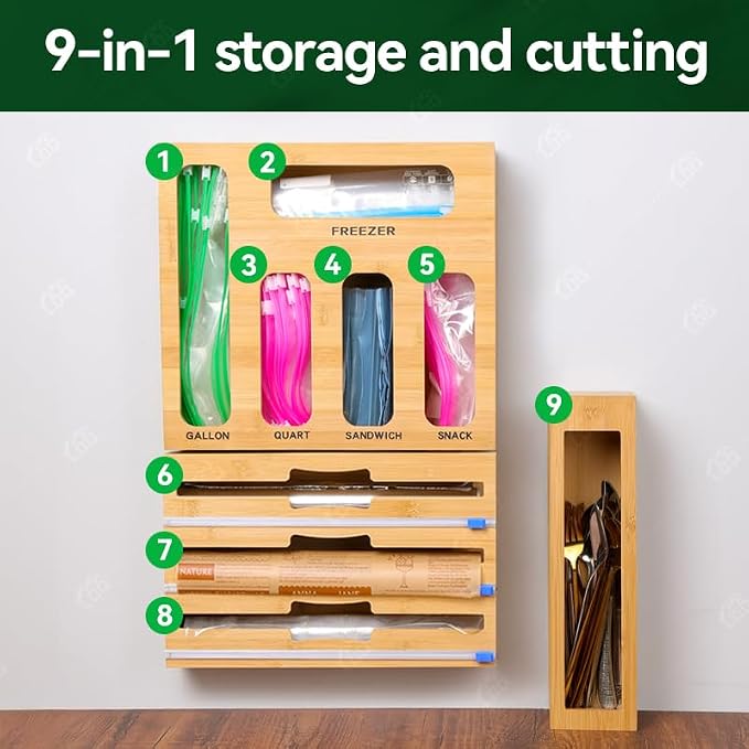 LDQ 9-in-1 Shatterproof Square Bamboo Storage Box - Image 7