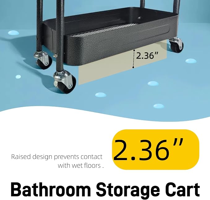 3 Tier Slim Metal Rolling Storage Cart - Image 7