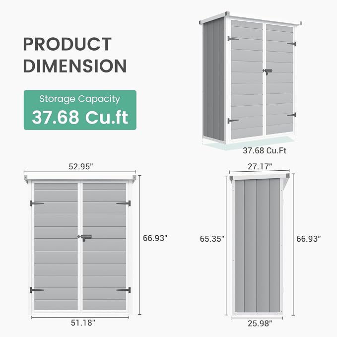 UDPATIO 38 Cu.ft Resin Outdoor Storage Shed - Image 2