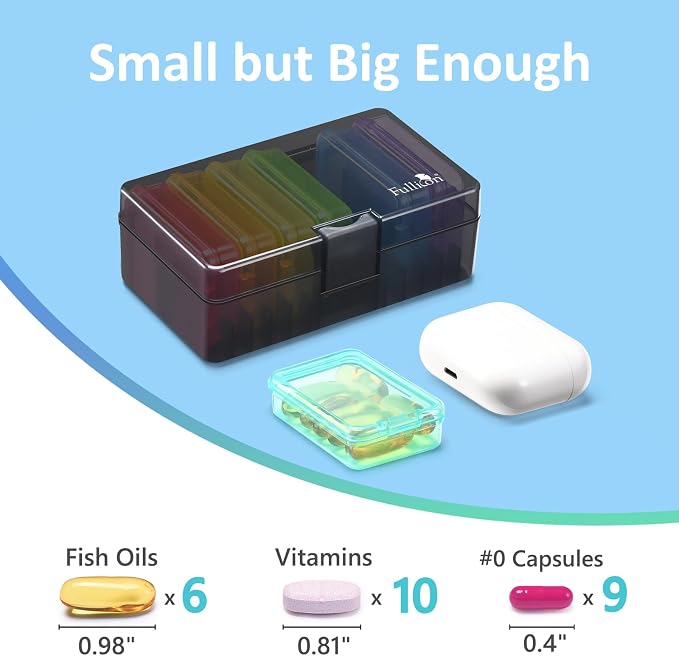 Fullicon Small Pill Case for Purse, Travel Medicine Pill Organizer, Weekly 7 - Image 2