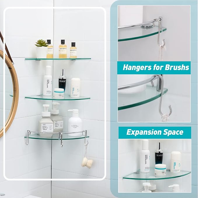 HouseMila Glass Shower Shelves - Image 3