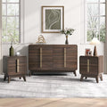 Mid Century Modern Bedroom Set, 6 Drawer Dresser and Nightstand Sets by Joinice