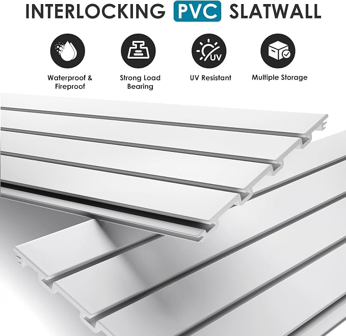 Braki PVC Slat Wall Paneling 4x8 ft, Garage Organizer Storage System, Heavy - Image 2
