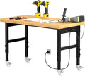 48" Solid Wood Work Bench, Adjustable Height Workbench by Pelnuies