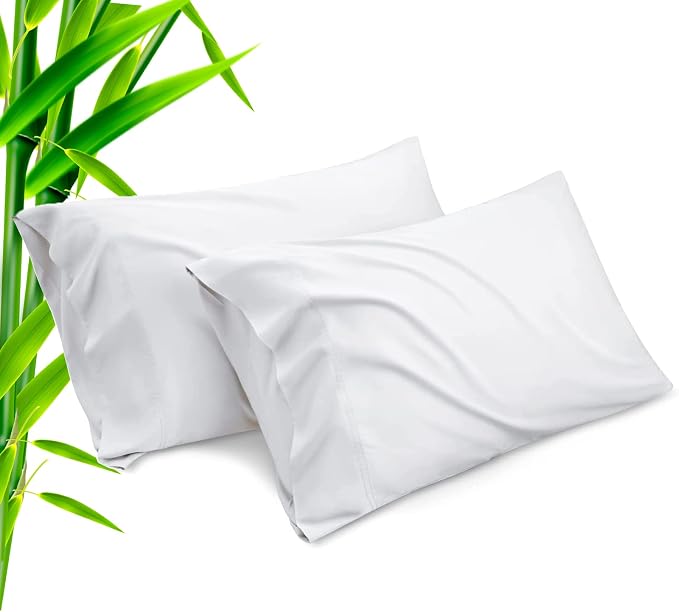 TELUS White Pillow Cases King Size 2 Pack, Bamboo Rayon Cooling Pillowcases by TELUS