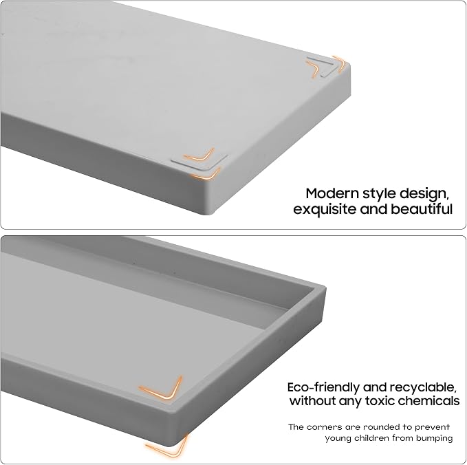 Vanity and Bathroom Tray, 6.3" ABS Countertop Organizer, Waterproof Vanity Tray - Image 6