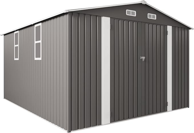 Metal Storage Shed, 10 X 12 FT Lockable Outdoor Tool Shed by Dithoko
