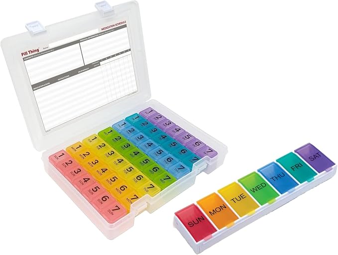 7 Times a Day Weekly Pill Box Organizer Case, Secure 7X Pillbox by PillThing