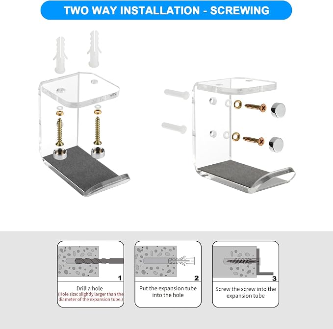 Cosmos 2 Pcs Headphone Hanger Mount Under-Desk Headset Hanger Hook Earphone - Image 5