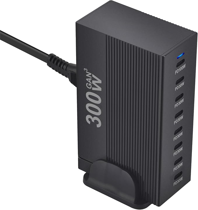 300W 8-Port GaN PD3.1 Desktop Charging Station | Intelligent Power Allocation by Unknown