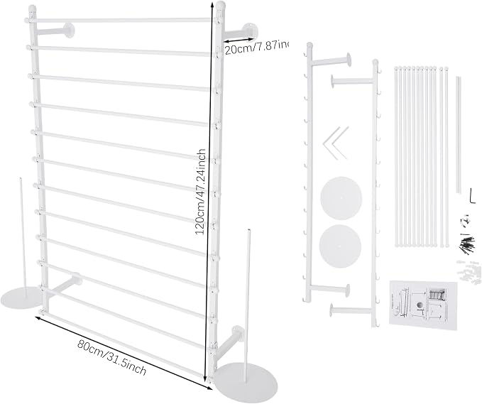 12 Layers 80cm White Wall Display Stand Wrapping Paper Ribbon Organizer Tie - Image 5