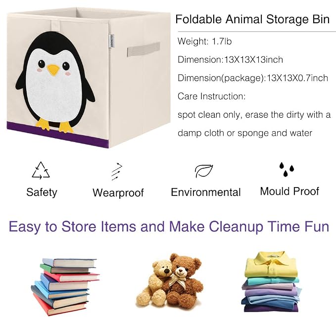CLCROBD Foldable Animal Cube Storage Bins Fabric Toy Box/Chest/Organizer - Image 3