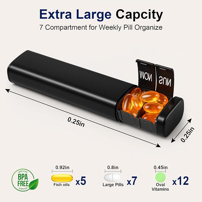 Large Weekly Pill Organizer, Travel Safe 7-Day Pill Organizer 1 Time a Day - Image 2