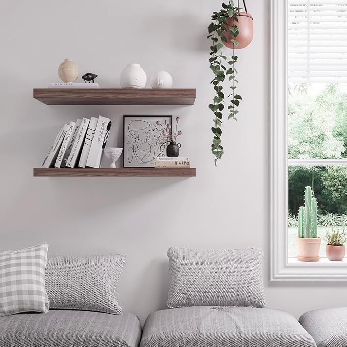 Floating Shelf, 36 in W x 12.75 in D x 2 in H Wooden Floating Wall Shelf - Image 2