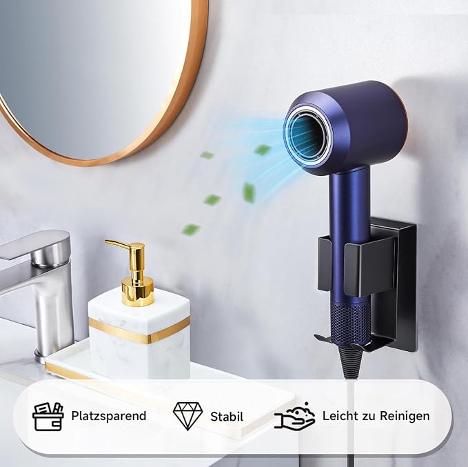 Curling iron Holder, Stainless Steel Hair Dryer Wall Mounted Storage Holder - Image 4