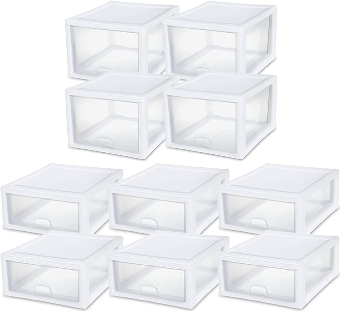 Sterilite 27 Qt and 16 Qt Clear Plastic Stackable Organizer Drawers by Sterilite