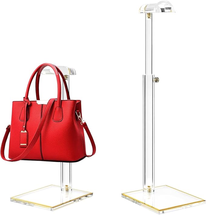 2Pcs Purse Display Stands, Height Adjustable10"-16"+14"-24", Acrylic Handbag by SHUNKAIZS