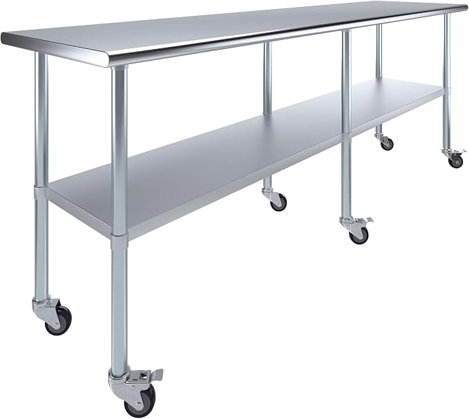 AmGood 96" Long x 24" Deep Stainless Steel Table by AmGood