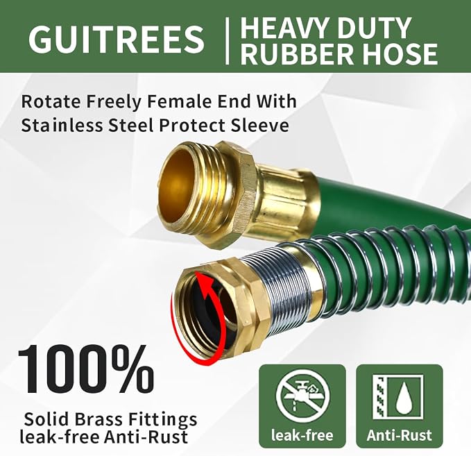 25FT 5/8 Heavy Duty Rubber Garden Hose - Image 3