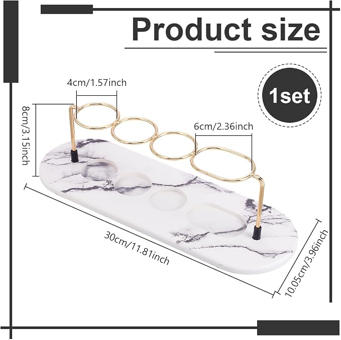 AHANDMAKER Toothbrush Holder 4 Slots Toothbrush Holder Bathroom Marble Pattern - Image 2