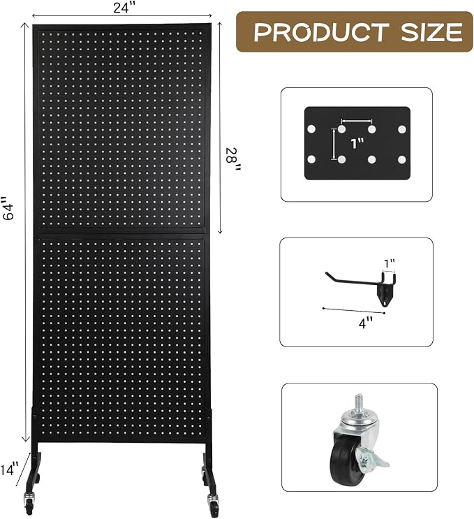Eastern Tree Metal Pegboard Display Stand 2'x 5'with 30 Hooks, Pegboard Panels - Image 2