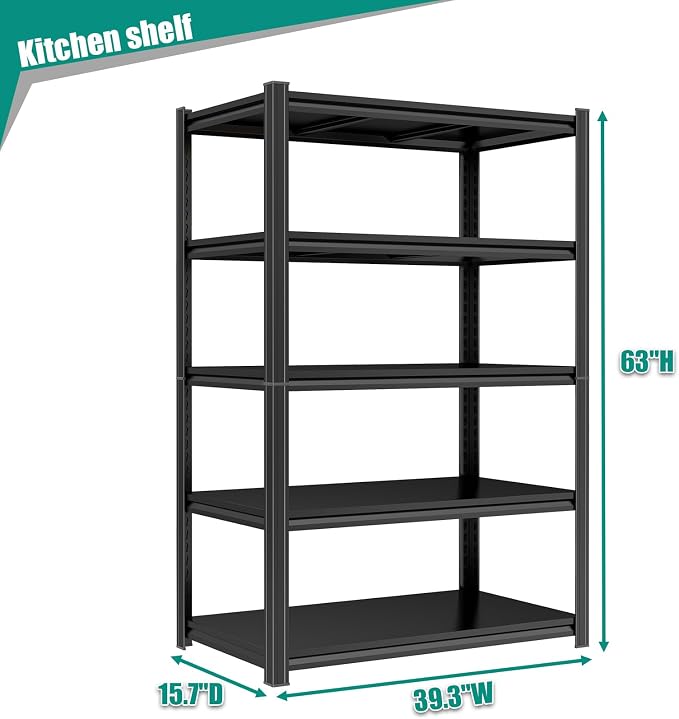 Kitchen Shelf 5 Tier Storage Shelves Adjustable Garage Shelving Unit 2500LBS - Image 3